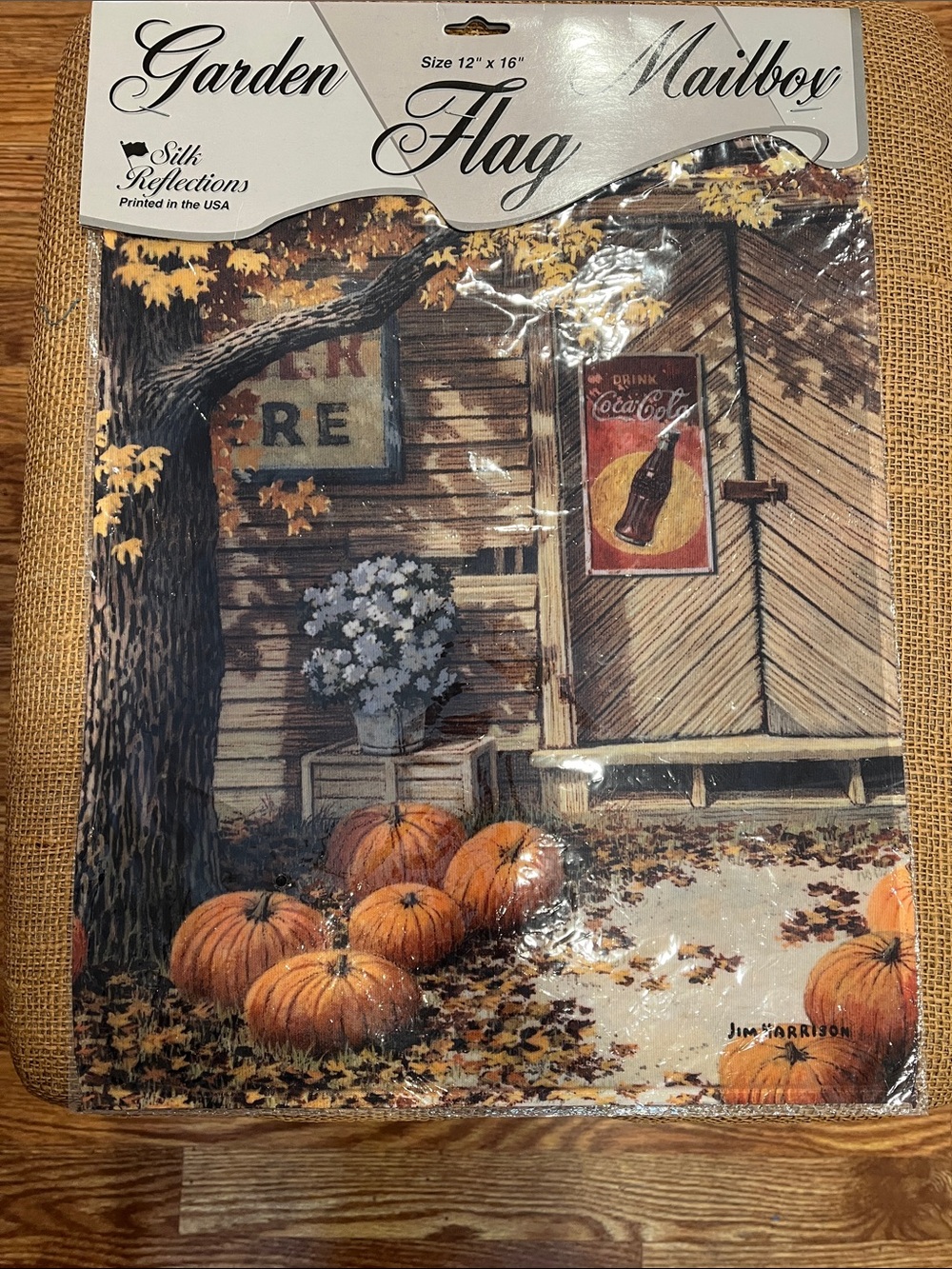 Coca Cola Garden Mailbox Flag with Autumn Pumpkin Scene